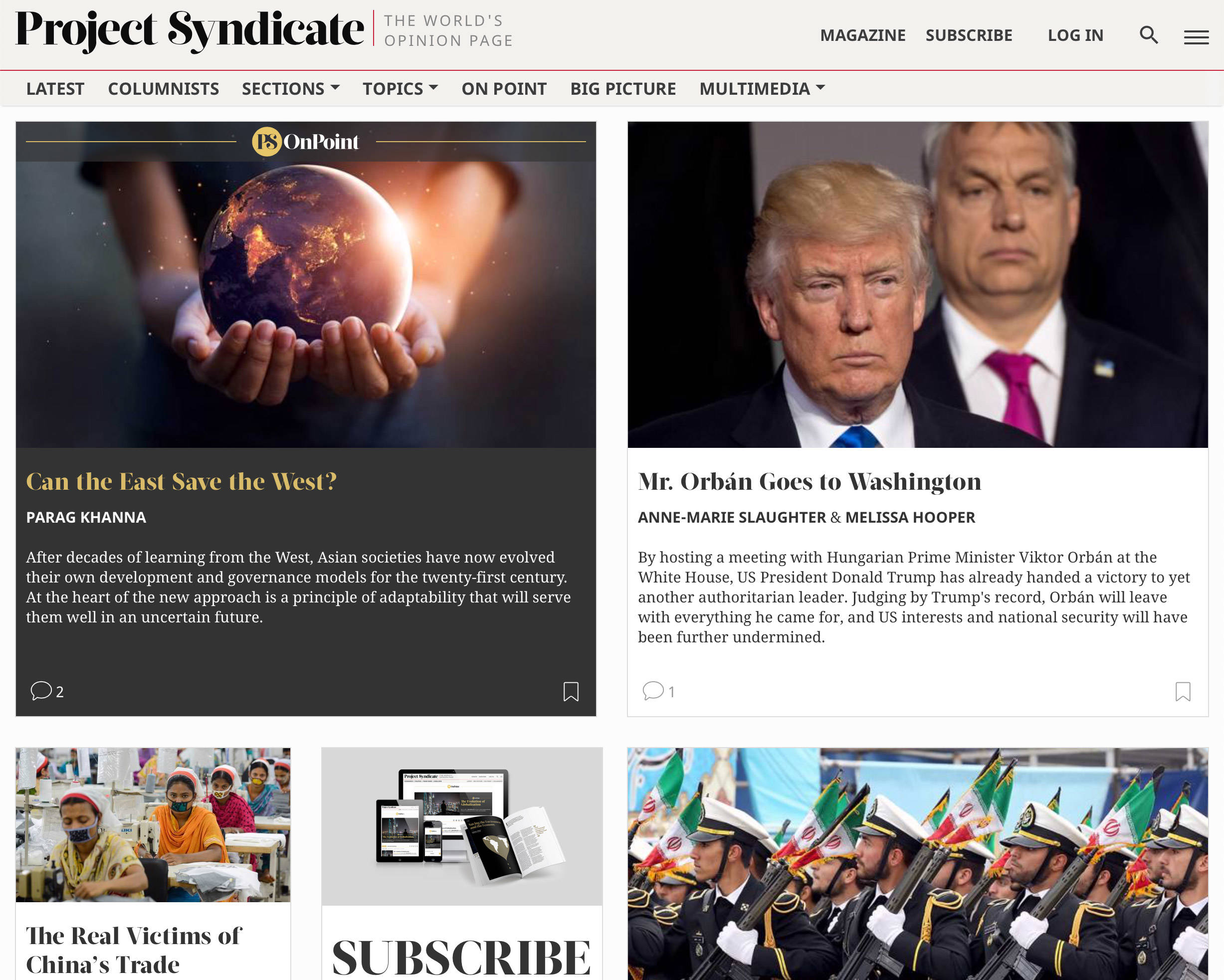Project Syndicate - Homepage Top